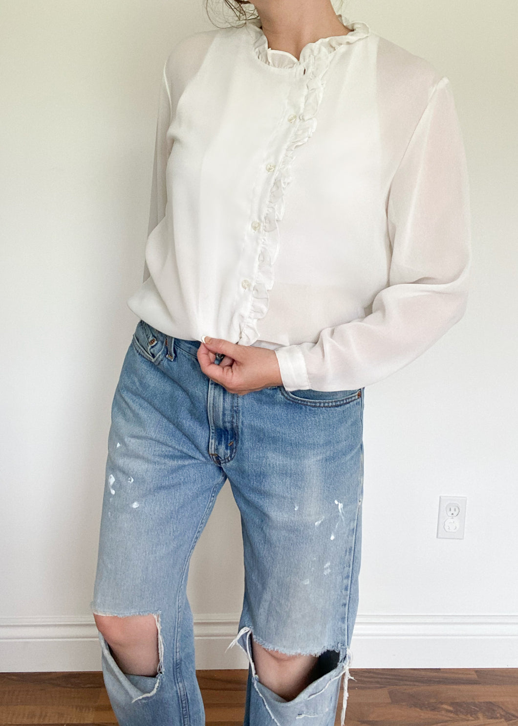 80's Sheer Ivory Eaton Blouse