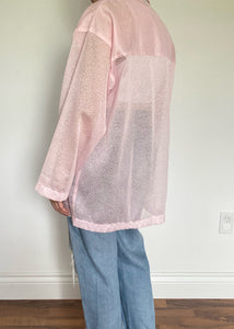 80's Pink Sheer Collared Cover Up