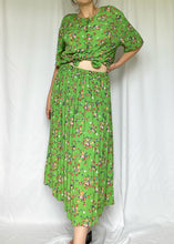 90's Lime Green Floral 2 PC Skirt Set