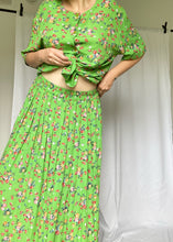 90's Lime Green Floral 2 PC Skirt Set