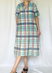 80's Pastel Plaid Dress