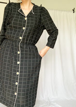 80's Black Grid Pattern Dress