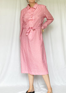 70's Deadstock Pink Belted Dress