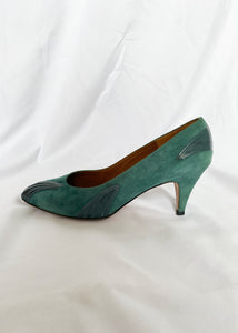 80's Green Leather Pumps