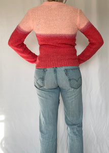 Two Tone Pink 70's V-Neck Pullover