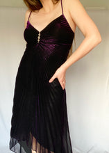 90's Purple Metallic Pleated Cocktail Dress