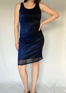 90's Blue Metallic Cocktail Dress