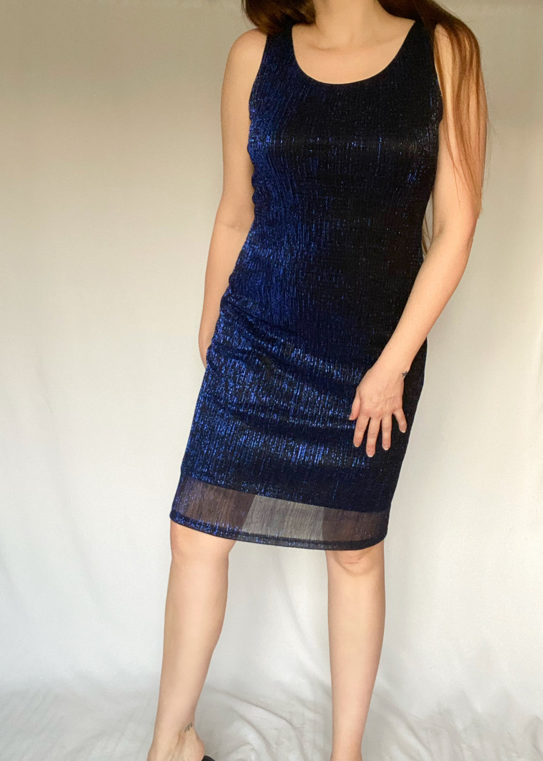 90's Blue Metallic Cocktail Dress