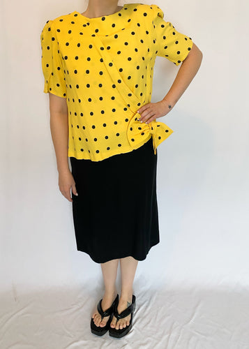 80's Yellow Polka Dot Dress