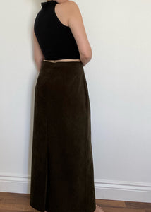 Chocolate Brown Button Front Closure Maxi Skirt