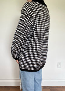 Black and White Houndstooth Turtleneck Sweater