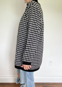 Black and White Houndstooth Turtleneck Sweater
