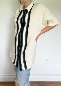 70's Striped Collared Zip Up Tee