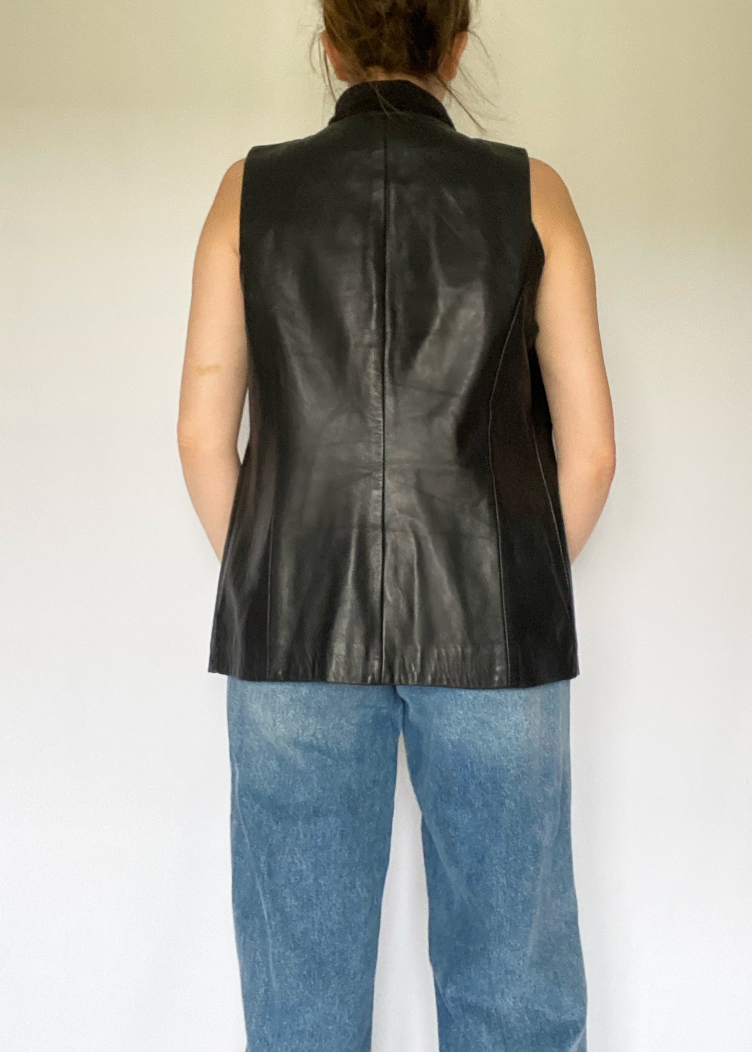 90's Danier Zip Up Leather Vest