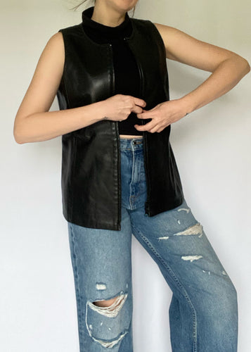 90's Danier Zip Up Leather Vest