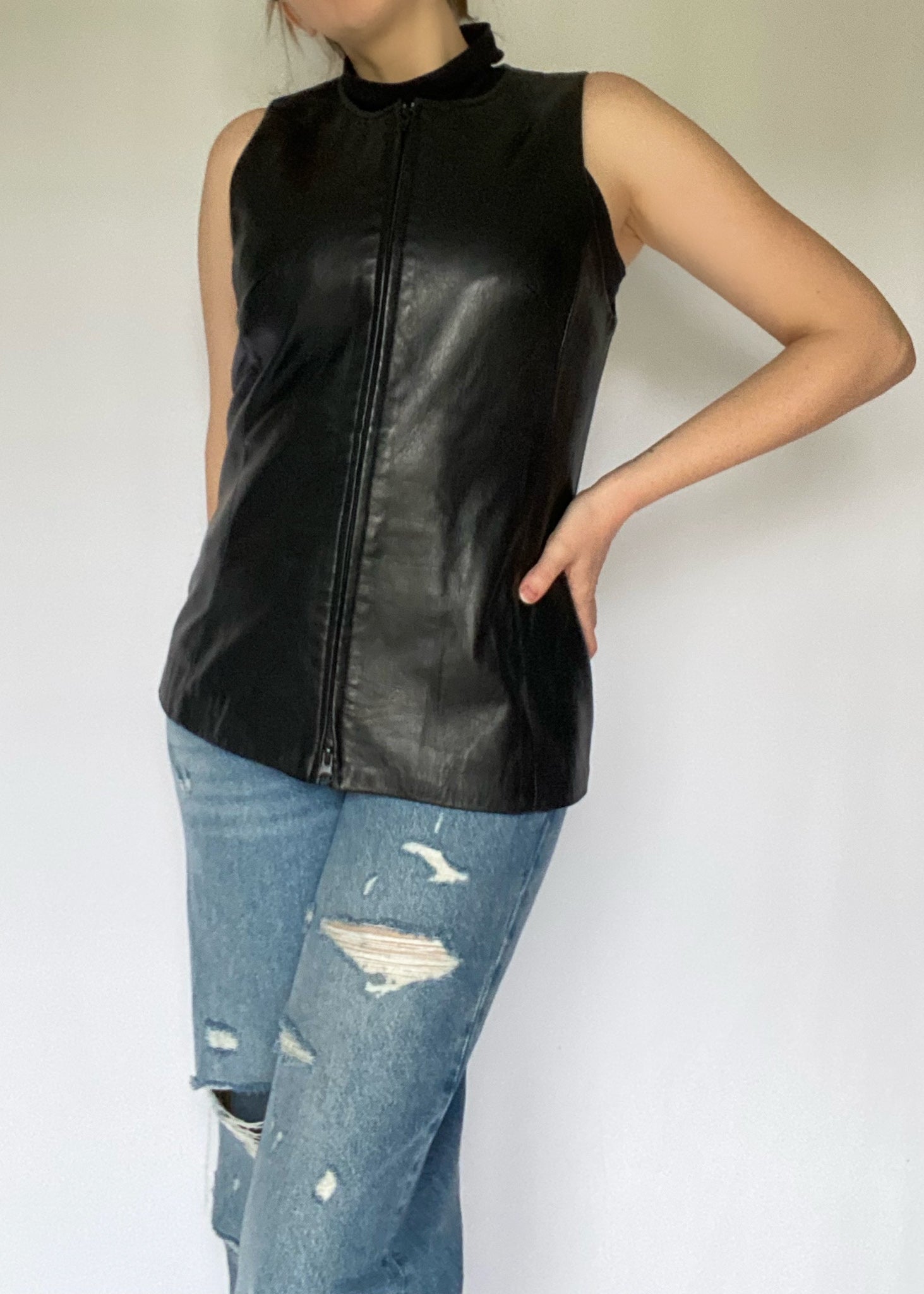 90's Danier Zip Up Leather Vest