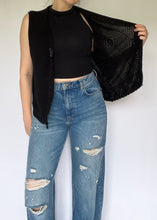 80's Black Crochet Vest