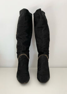 80's Embellished Block Heel Boots
