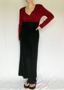 90's Red and Black Maxi Dress