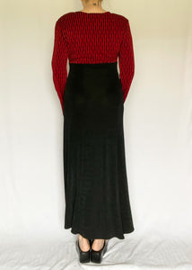 90's Red and Black Maxi Dress