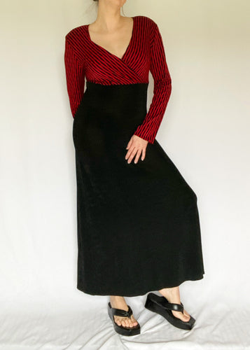 90's Red and Black Maxi Dress