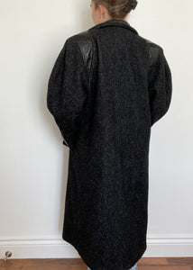FOR CHARITY: 80's Black Flecked Double Breasted Wool Coat