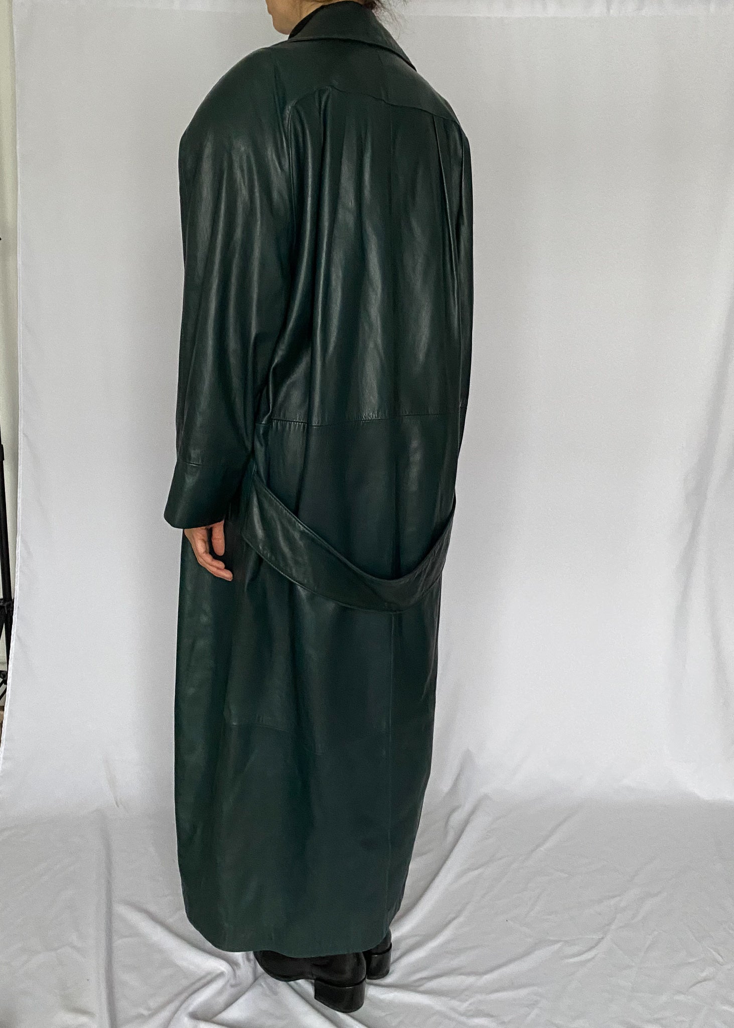 80's Green Leather Trench – StylEthics