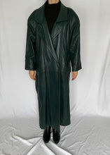 80's Green Leather Trench
