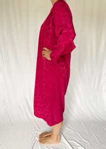 80's Hot Pink Embossed Midi Dress