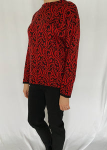 Black and Red 80's Knit Pullover