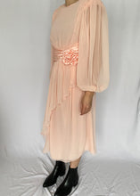 80's Pink Chiffon Bishop Sleeve Dress