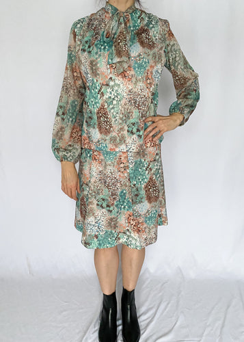 70's 2PC Floral Skirt Set