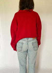 80's Red Knit "Grandpa" Cardigan