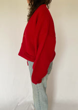80's Red Knit "Grandpa" Cardigan