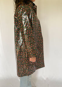 90's Floral Vinyl Raincoat