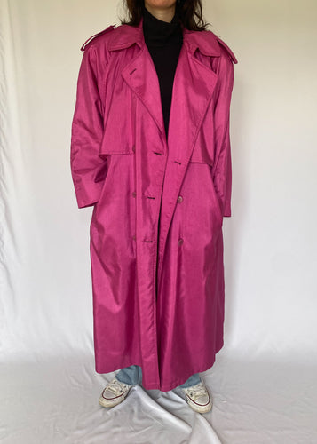 90's Hot Pink Trench Coat