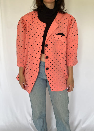 80's Pink Polka Dot Blouse