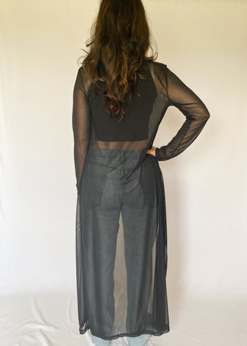 90's Long Black Sheer Duster