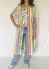 80's Colourful Striped Button Up