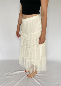 90's Ivory Lace Overlay Skirt