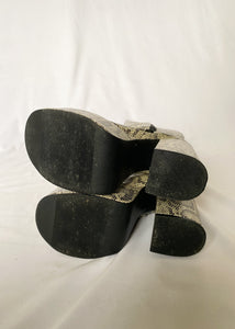 90's Faux Snake Platform Heel Boots