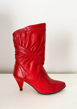 80s Red Slouch Mid Calf Boots