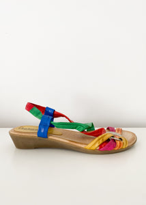 80's Rainbow Leather Strap Sandals