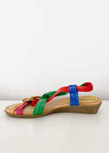 80's Rainbow Leather Strap Sandals