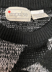 80's Black and Grey Knit Pullover