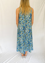 Blue Floral Sleeveless Maxi Dress