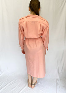 70's Pink Wool Collared Dress