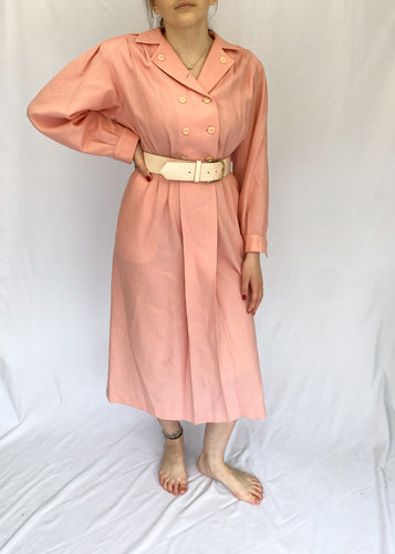 70's Pink Wool Collared Dress