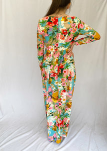 Vibrant Floral 70's Maxi Dress