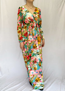 Vibrant Floral 70's Maxi Dress